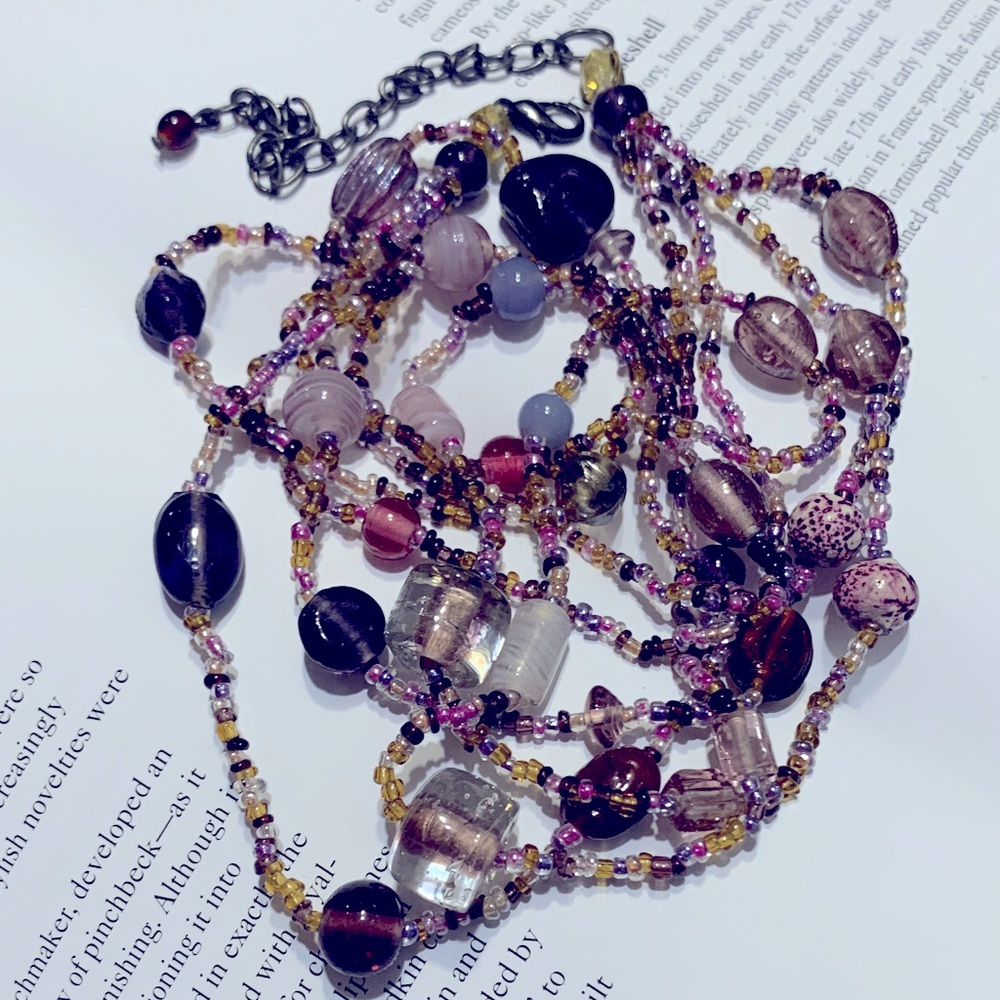 Antique 4 strand Multicolor Czech glass Beaded Necklace